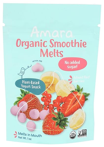 AMARA ORGANIC MIXED RED BERRIES YOGURT SNACK SMOOTHIE MELTS, 1 OZ