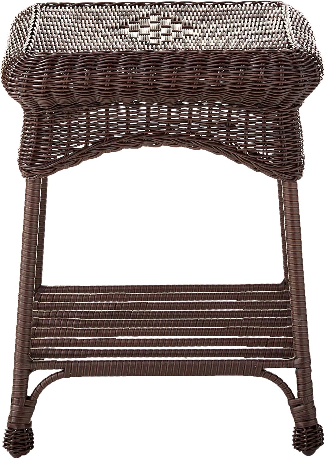 Jeco 3 Piece Santa Maria Rocker Wicker Chair Set with Brown Cushions, White: Furniture & Decor