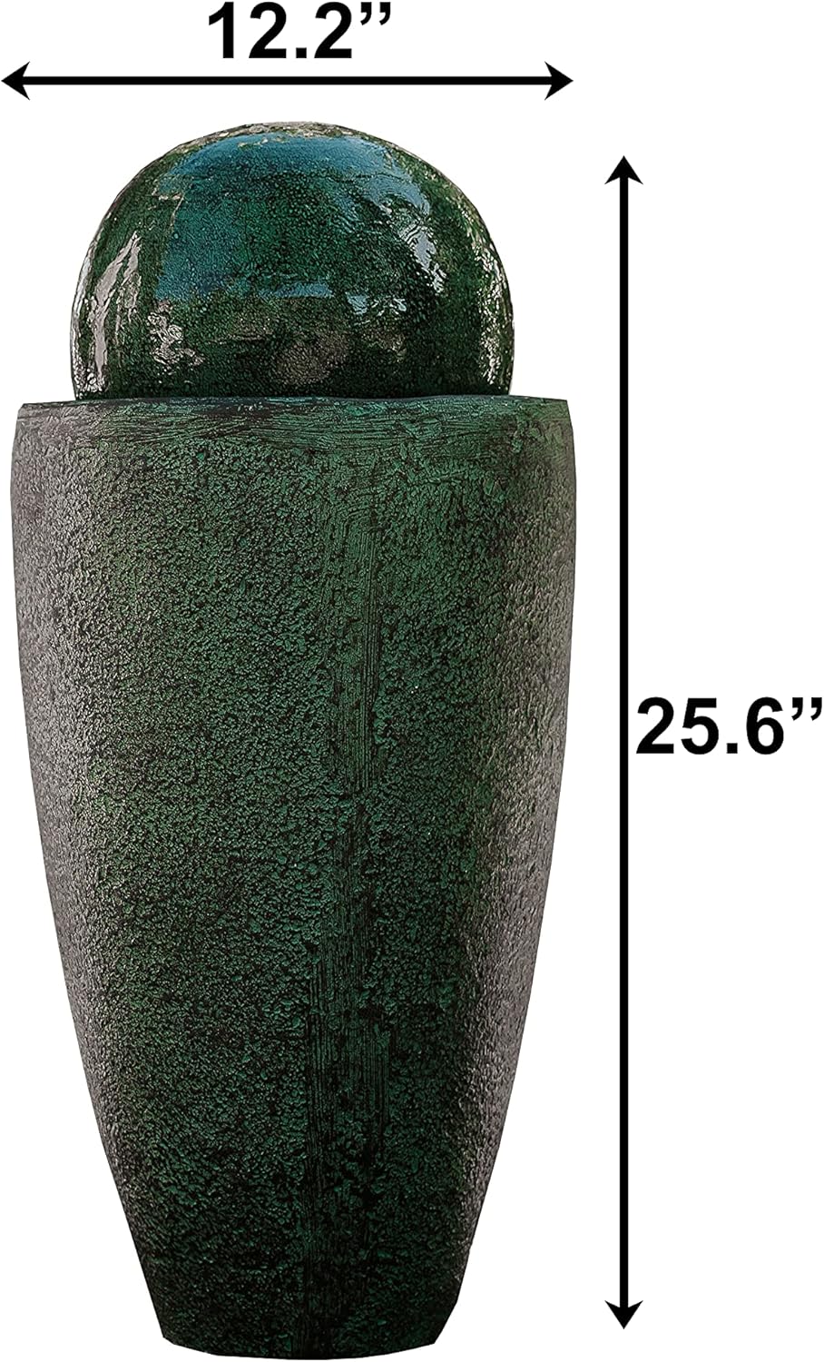XBrand GE2612FTGN Modern Stone Textured Round Sphere Water Fountain w/LED Lights Indoor/Outdoor Décor, Green: Garden & Outdoor
