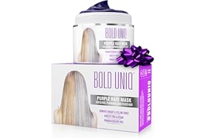 Bold Uniq Purple Hair Mask - Toner For Blonde, Platinum, Bleached, Silver, Gray, Ash & Brassy Hair - Remove Yellow Tones & Condition Dry, Damaged Hair - Cruelty Free & Vegan - 6.76oz