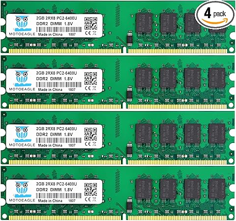 Amazon Com Ddr2 Pc2 6400 800 Mhz Udimm Ram Motoeagle 8gb Kit 2gbx4 Pc2 6400u 1 8v Unbuffered Desktop Memory Modules Computers Accessories