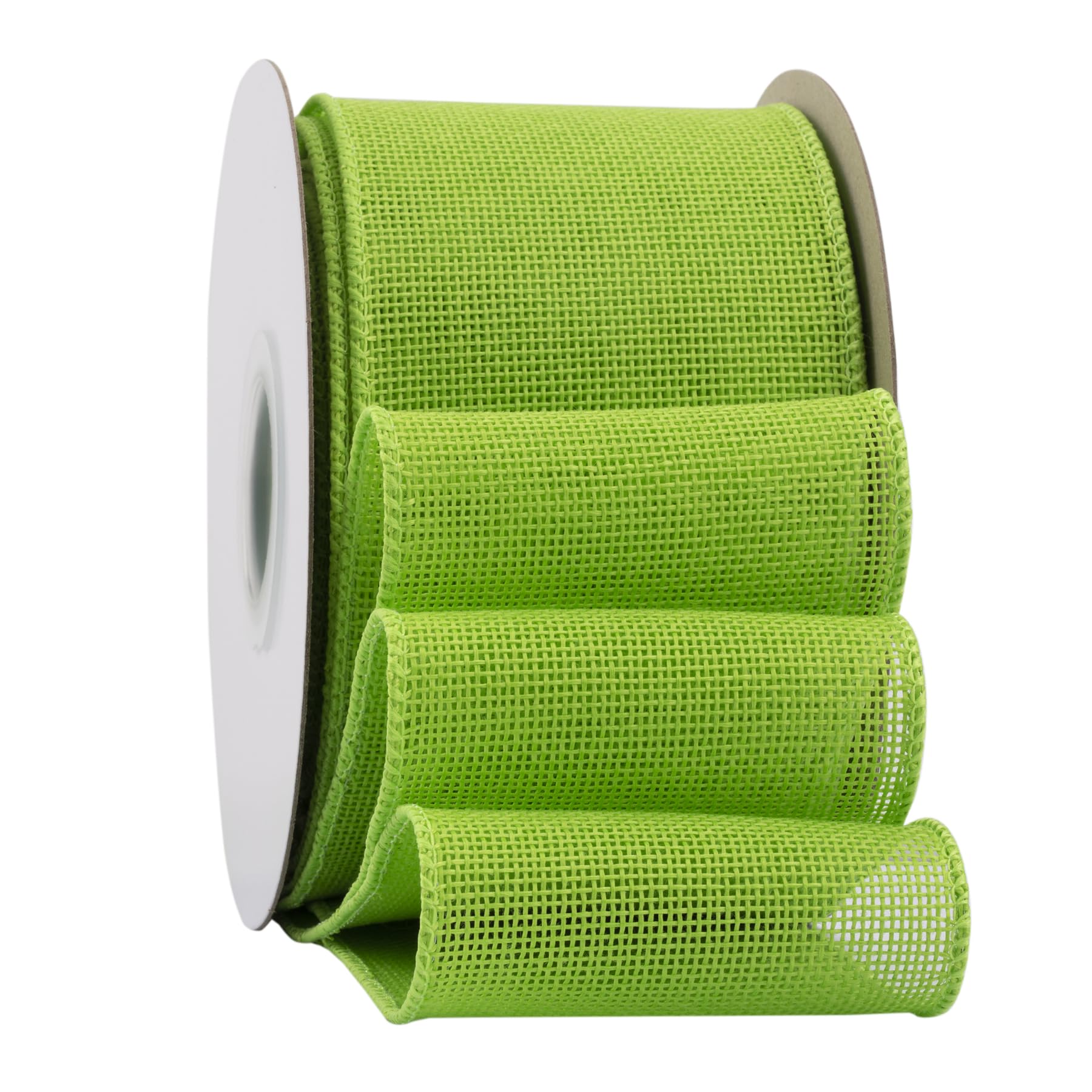 Ribbonitlux Apple Green Burlap Wired Ribbon, 75mm x 18 Meters, Wired Edge Burlap Ribbon for Gift Wrapping, Big Bow, Wreath, and Christmas Tree Decoration