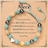 Blue Healing Heart Bracelets for Niece, Dainty Fashion Statement Beaded Bracelet Jewelry, Anti anxiety bracelet, Anniversary Birthday Valentine's Day Gifts.