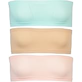 Popular Girls Strapless Bandeau Bra - Seamless Girls Training Bras for Teens. Sports Tube Top Bra 8-14 Age. 3 Pack
