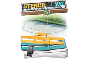 STENCILIT Basketball Court Stencil Kit for Concrete - Heavy Duty Plastic, Professional Kit for Driveway & Concrete, Reusable, Easy Assembly, Key & 3Point Lines Basketball Stencil