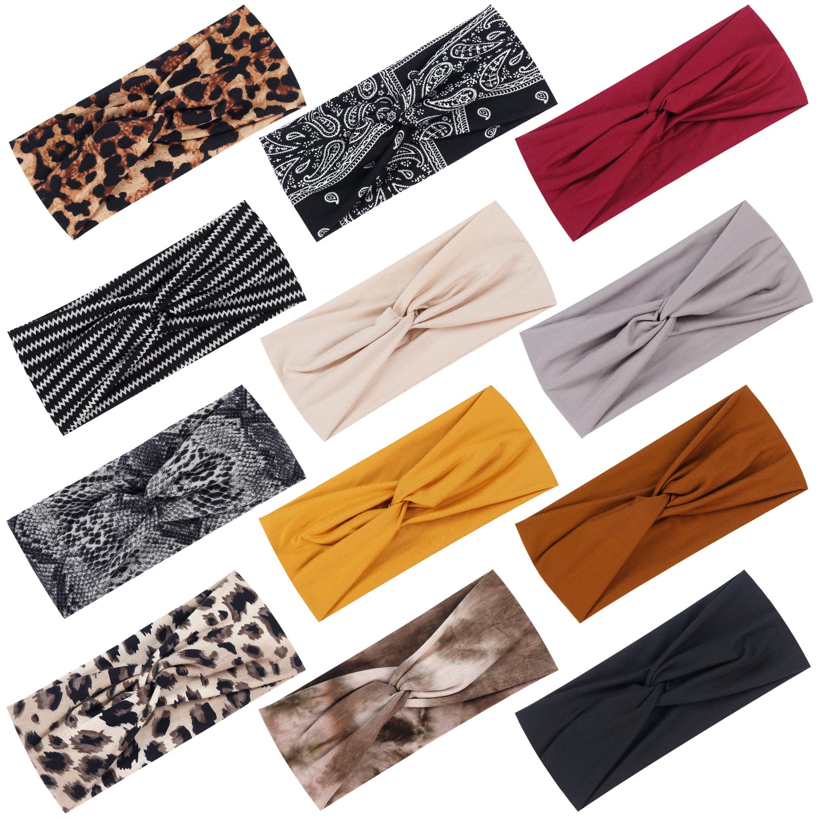 Photo 1 of Tyfthui 12 Pack Headbands for Women, Fashionable Sports Hairbands, Elastic Wide Headbands Non Slip Workout Yoga Sport Headbands for Women (Color A)