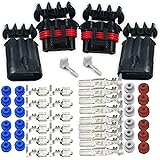 (2 Set) Delphi 3-PIN Metri-Pack Waterproof Connector 10-16 AWG Terminals Seals up to 46Amp