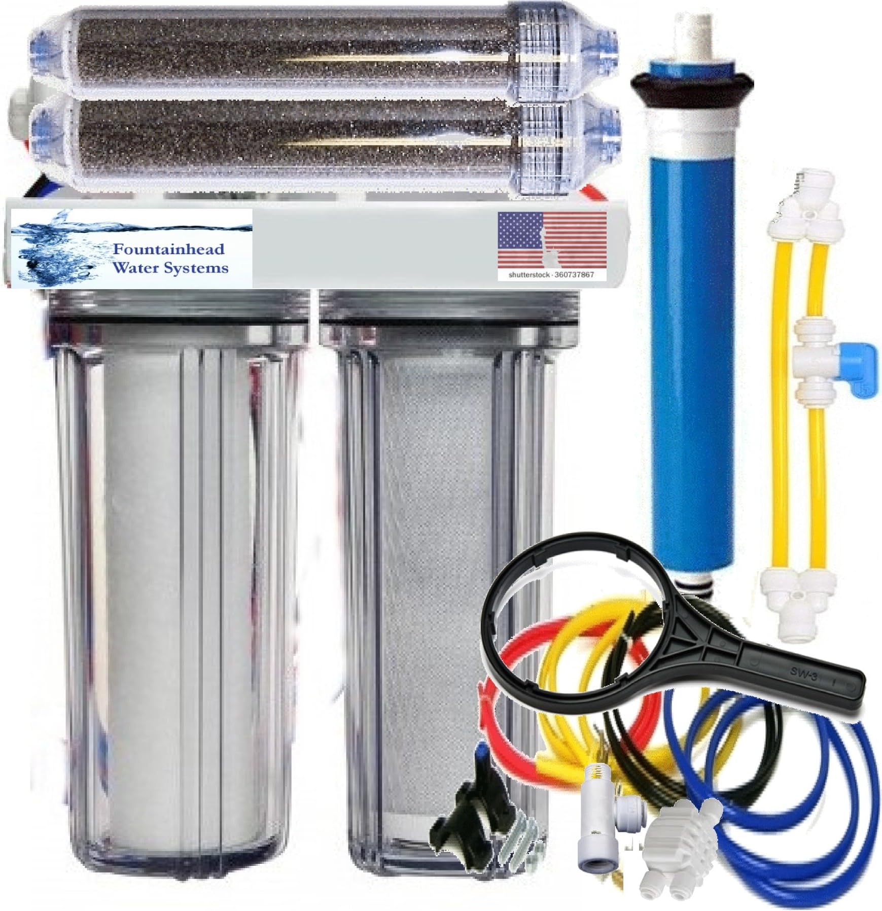 RO/DI Reverse Osmosis Aquarium/Reef System 5 Stage Clear Manual Flush Valve 150 GPD