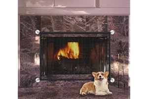 LWFCOEE Fireplace Cover Screen Fireplace Baby Proofing 45"X34" Safety Mesh Cover Fire Place Guard Gate for Child Toddler and Pets, Black