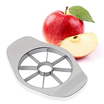 Relaxdays Apfelschneider, 8 Apfel Spalten, für Äpfel und Birnen, Profi Obstschneider, Edelstahl Apfelteiler, silber