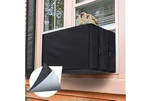 Cestluck Window Air Conditioner Cover: L -25.5Wx20.5Dx18H Inches Black Window AC Cover for Winter , Window AC Covers for Outside - Waterproof, Windproof, Snowproof, Dustproof