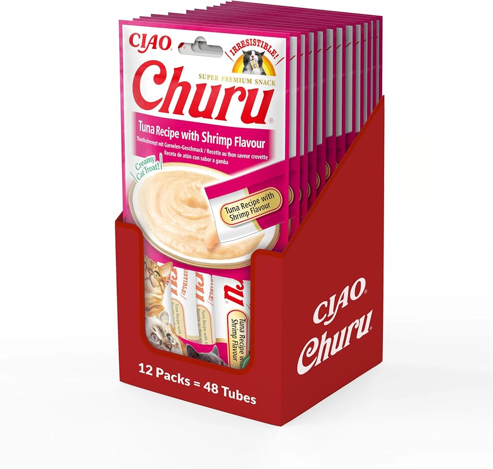 INABA Ciao Churu Sticks Tuna & Shrimp Cat Treat 12 Pack 48g total