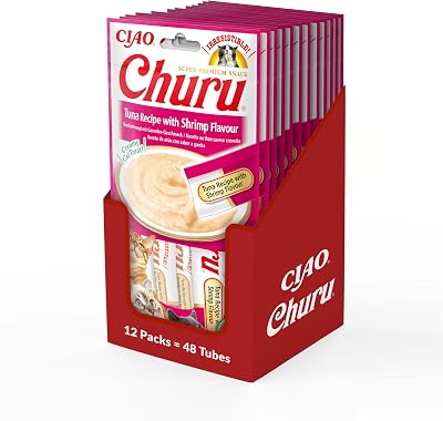 INABA Ciao Churu Sticks Tuna & Shrimp Cat Treat 12 Pack 48g total