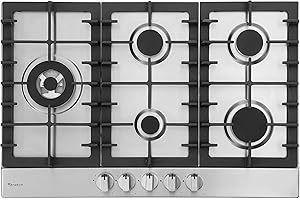 RANGAIRE RCG301S 30" Cooktop, 5 Sealed Burners 45100BTU Built Stove Top NG/LPG Convertible, Dual Fuel Gas Hob, Stainless Steel