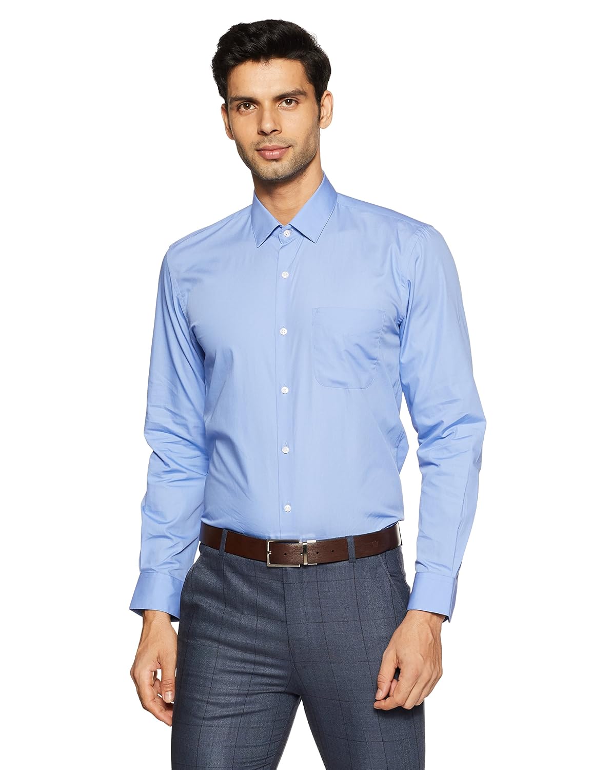 peter england men's solid slim fit formal shirt