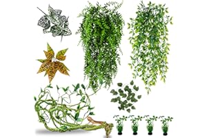 HERCOCCI Bearded Dragon Tank Accessories, Terrarium Plants Reptile Vine Decorations Decor for Bearded Dragon Lizard Snake Geckos Chameleon