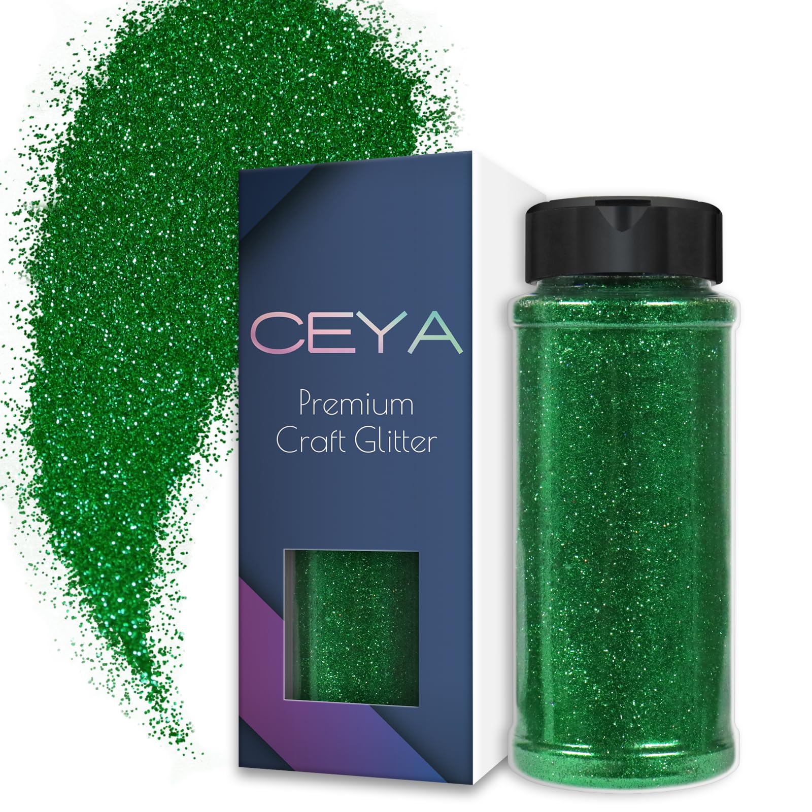 Ceya 3.5oz/ 100g Ultra Fine Glitter Powder Grass Green Glitter 1/128” 0.008” 0.2mm for Slime Epoxy Resin Craft Tumbler Jewelry Nail Art Festival Makeup Scrapbook Painting Wedding Cards