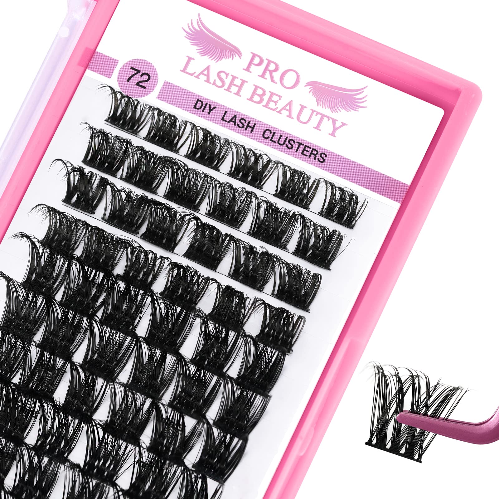 Cluster Lashes 72 Pcs Lash Clusters DIY Eyelash Extension Individual Cluster Eyelashes Tender Style Self-Application Fluffy Super Thin Band Reusable Soft & Comfortable(Tender-D-12mm) — image 1