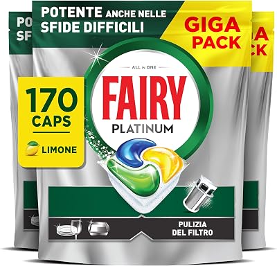 Platinum Pastiglie Lavastoviglie Tutto in Uno, 170 Caps, Limone
