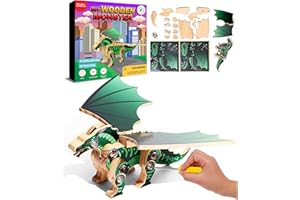 LITTLE JUPITER DIY Wooden Kit with Stickers - Monster Series - Japanese Monster for 7-12 Yrs - Woodworking Kits for Kids - Wood Crafts for Kids - Kids Building Kit - Wooden Crafts for Kids (Winged Monster Type 2)