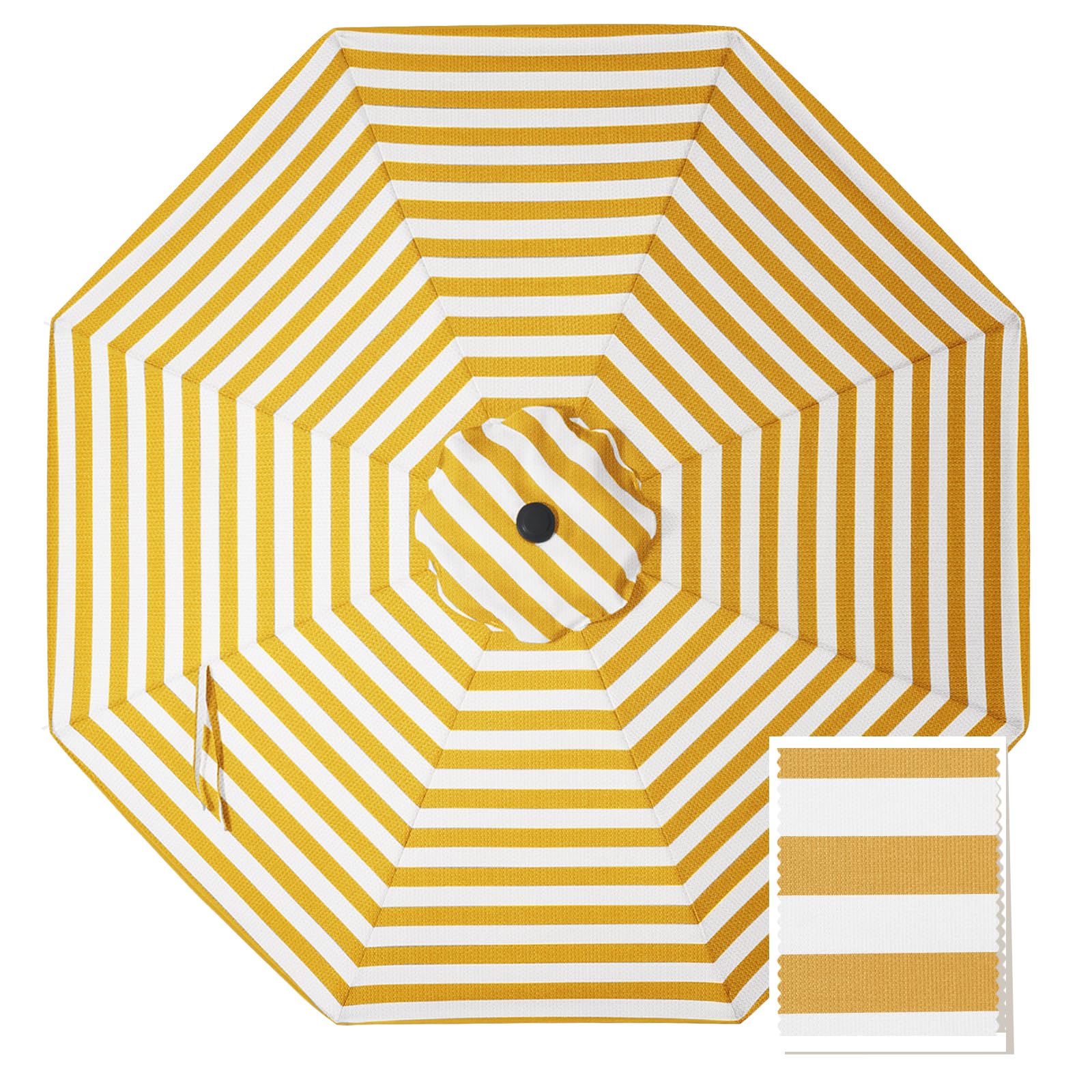 Photo 1 of MASTERCANOPY 5-Year-Non-Fading Olefin 9FT Patio Umbrella Replacement Canopy-Yellow&White Canopy Only
