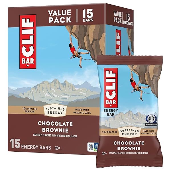 CLIF BAR – ENERGY PROTEIN BARS – CHOCOLATE BROWNIE – MADE WITH ORGANIC OATS – ENERGY BARS – NON-GMO – (15 PACK)
