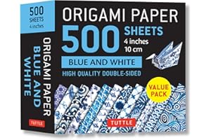Origami Paper 500 sheets Blue and White 4 (10 cm): Double-Sided Origami Sheets Printed with 12 Different Designs