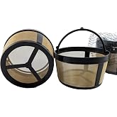 NRP 5 cup Gold-tone Basket Coffee Filter for Mr.coffee Coffeemaker 2 Pack | Permanent Screen Bottom Mesh Filter Brewing coffee for more flavor, Universal fit Many mini Drip Coffeemakers