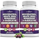 Liberty Lifestyle Resveratrol, Berberine, Grape Seed Extract, Quercetin, Polyphenol Supplement for Women and Men with Noni Extract, N-Acetyl Cysteine, Acai Extract - 2-Pack