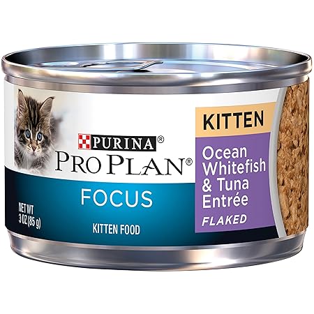Purina Pro Plan Wet Kitten Food; FOCUS Flaked Ocean Whitefish & Tuna Entree - 3 oz. Pull-Top Can, Pack of 24