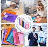 Vicloon A4 Vertical Plastic File Folders 5pcs Snap Closure Card Slot Blue view 7
