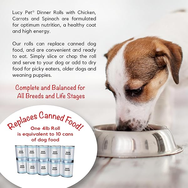 LUCY PET DINNER ROLLS- MOM’S MEATLOAF CHICKEN WITH CARROTS AND SPINACH 2LB