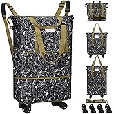 VOOWO Duffel Bag with Wheels - Rolling Foldable Expandable Duffle Bag with Wheels for Travel, Rolling Luggage Carry On Bag with Wheels, Large Rolling Backpack Weekend Bags for Men Women (Animal)