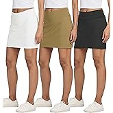 Real Essentials 3 Pack: Women's 16" Athletic Skort with Pocket - Skirt for Golf Tennis Gym Running (Available in Plus)
