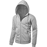 ALTHLEMON Men's Lightweight Zip Up Hoodie Long Sleeve Sweatshirt Athletic Slim Fit Basic Jacket with Pockets(Regular & Tall)(Light Grey Heather 2XL Tall)