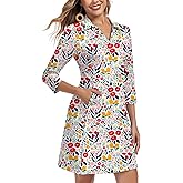 Soneven Women's 3/4 Sleeve Dress with Pockets UPF 50+ Sun Dress Breathable Quick Dry Beach Cover Ups