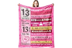 PVDSAVE 13 Year Old Girl Gifts - 13th Birthday Gifts for Girls - Bday Blanket for 13-Year Old-Girl - 13th Birthday Decorations for Girls - Bday Gift for Teen Girlie - Teenager Girly Gift Ideas Blanket 50"x60"