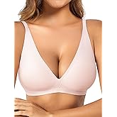 AILIVIN Womens Deep V Bras Wireless Comfortable Bra Supportive Wirefree Tshirt Bras Seamless Soft Push Up Plunge Bralettes