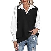 Zeagoo Sweater Vest Women Sleeveless V Neck Oversized Pullover Knitted Tops 2026 Fall Outfits