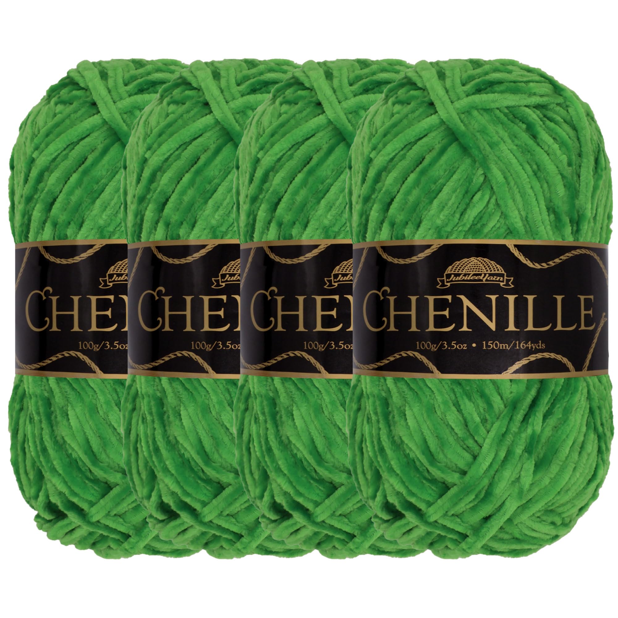 JubileeYarn Chenille Yarn - Worsted Weight - 100g/skein (4 Skeins, 128 Serpentine)