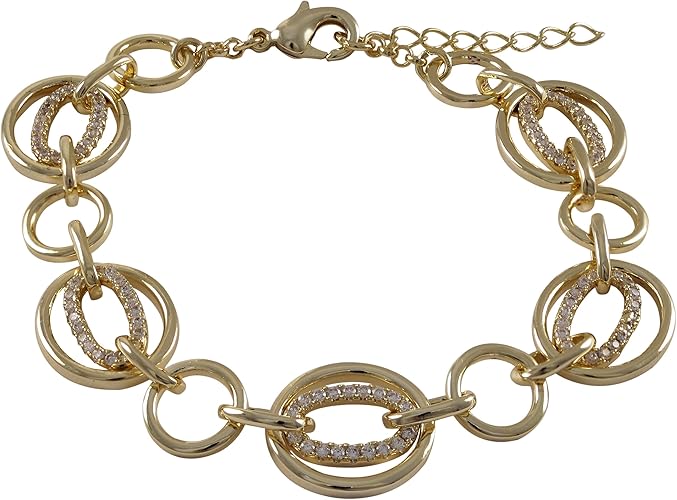 GRACE HARPER Gold Finish Cubic Zirconia Open Circles Link