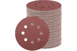 110pcs 5 Inch Sanding Disc 80 Grit, ZEHIQ 8 Hole Hook and Loop Sandpaper Orbital Sanding Pads for Random Orbital Sander