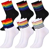 Bencailor 6 Pairs Rainbow Gay Pride Cotton Novelty Socks Colorful LGBT Striped Socks for Women Men Lesbian Gay Gifts