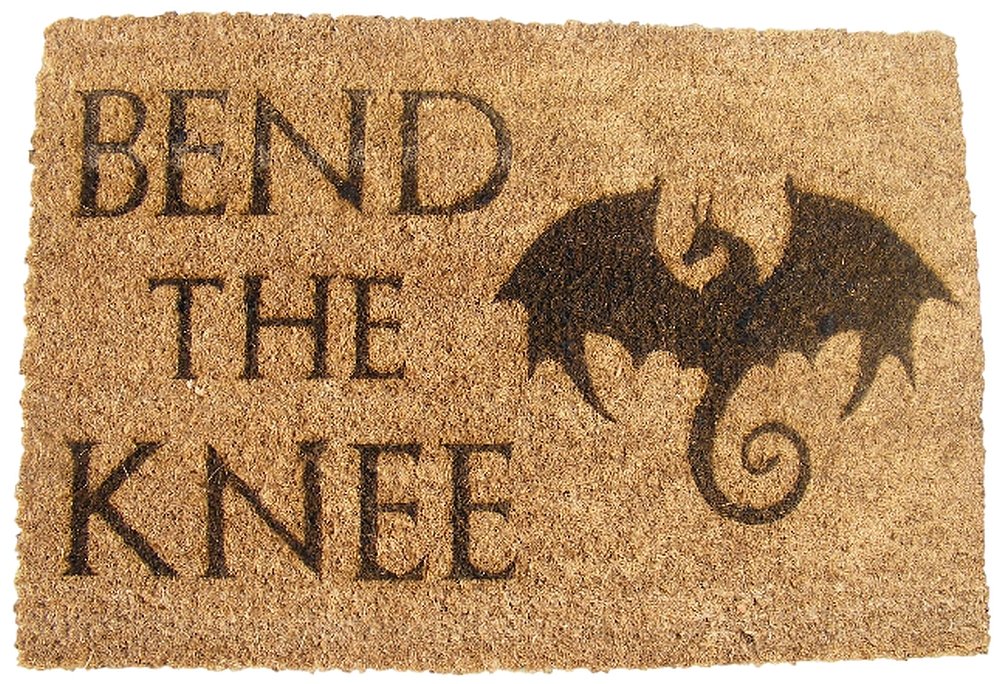 FastCraft BEND THE KNEE GAME OF THRONES INSPIRED DOOR MAT 60x40 cm COIR DOORMAT OUTDOOR INDOOR FLOOR ENTRANCE RUG NOVELTY BIRTHDAY PRESENT HOUSE WARMING FAN GIFT LASER ENGRAVED