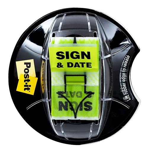 Post-it Sign and Date Flags, 200/Desk Grip Dispenser, 1 Dispenser/Pack, 1 in Wide, Bright Green (680-HVSD)