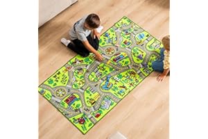 ToyVelt Carpet Playmat Kids Rug - Large 60” x 32” Educational City Road Traffic Mat for Kids Ages 3–12 - Preschool Rug & Play Room Carpet with Skid-Proof Backing - Bedroom & Playroom
