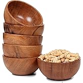 LAVAUX DESIGNS Set of 6 small acacia wood dessert bowls 4*2 inches | 8 oz capacity | use for dipping, side dishes, condiments