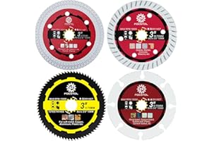 FOCSTOL Diamond Saw Blade Set - 4pcs 3''(75mm) Cutting Disc for Porcelain Tile Wood Concrete Metal for Angle Grinder Arbor 3/