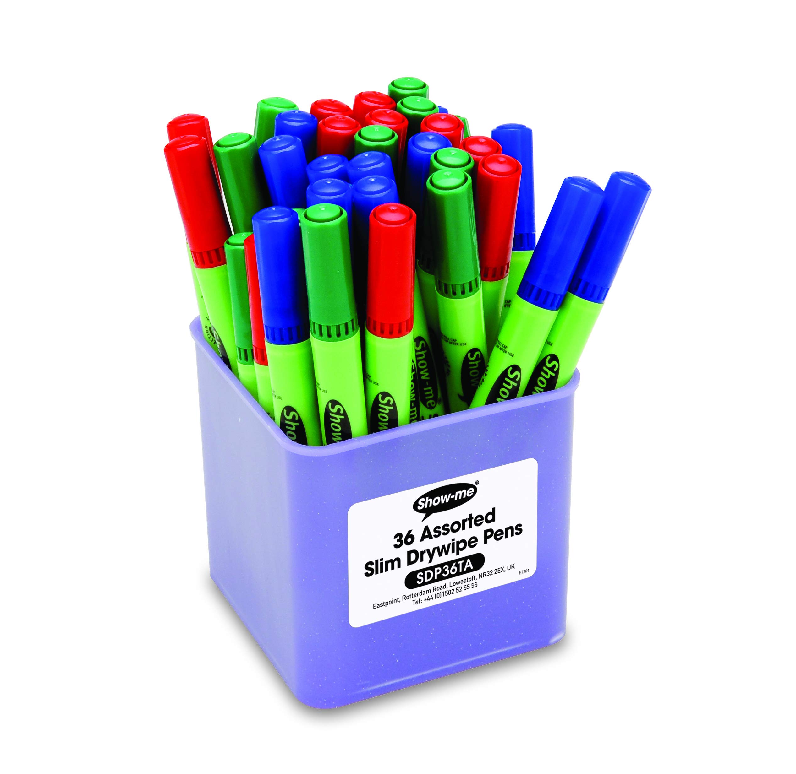 Show-me SDP36TA Medium Tip Dry wipe Pens, Classroom Tub, Assorted (Pack of 36)