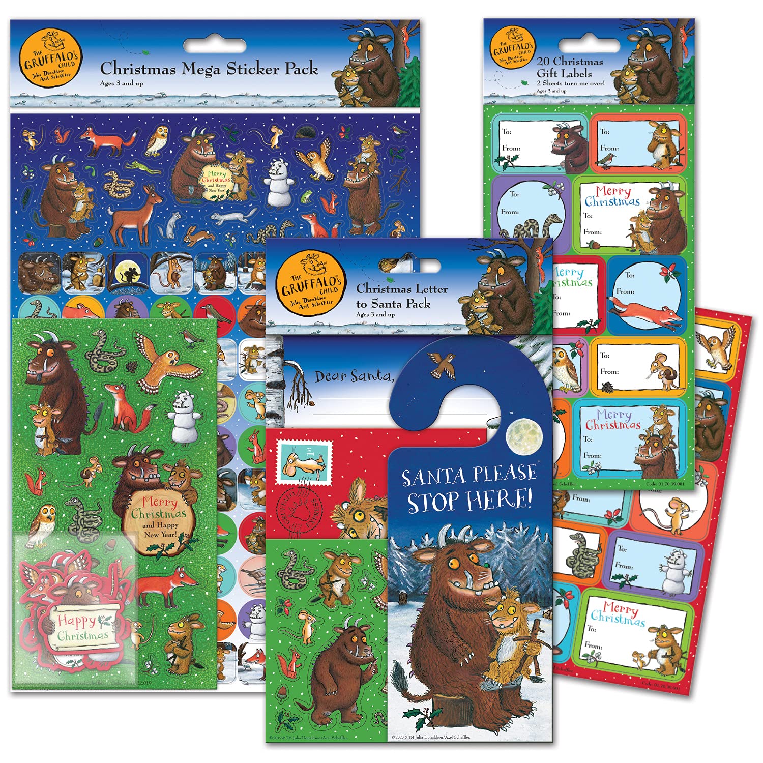 Paper Projects The Gruffalo's Child Mega Christmas Sticker Bundle, including Letter to Santa Pack and Gift Labels, Multicolor (Red, Green, White)